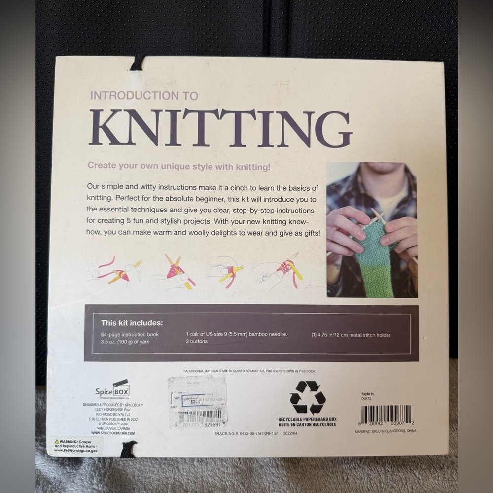 Spice Box, Introduction to Knitting Kit, Craft Project, For Beginners. - Picture 3 of 13